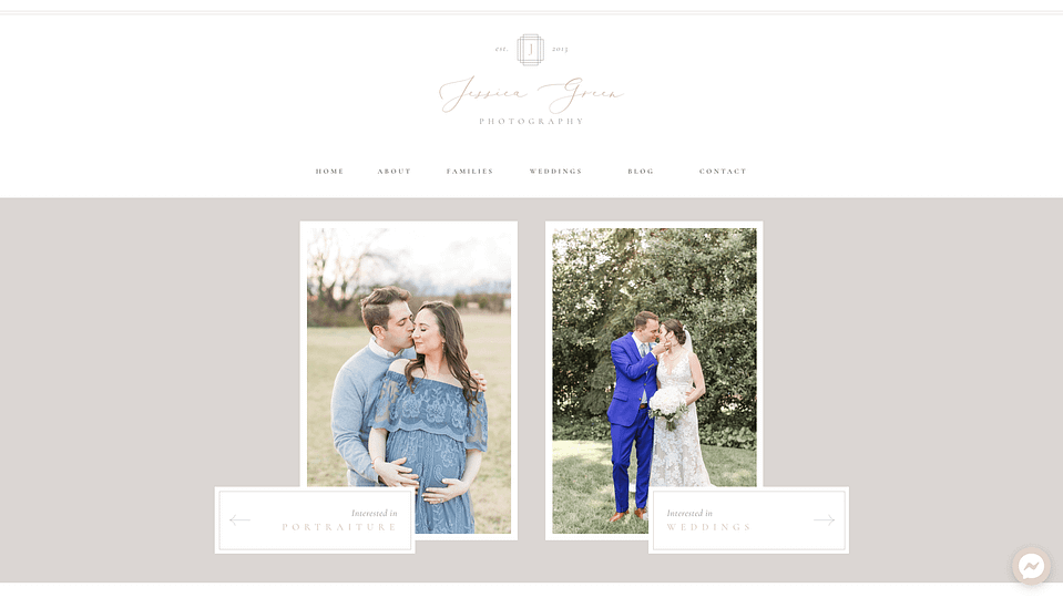 Jessica Green Photography Website Refresh Home Page
