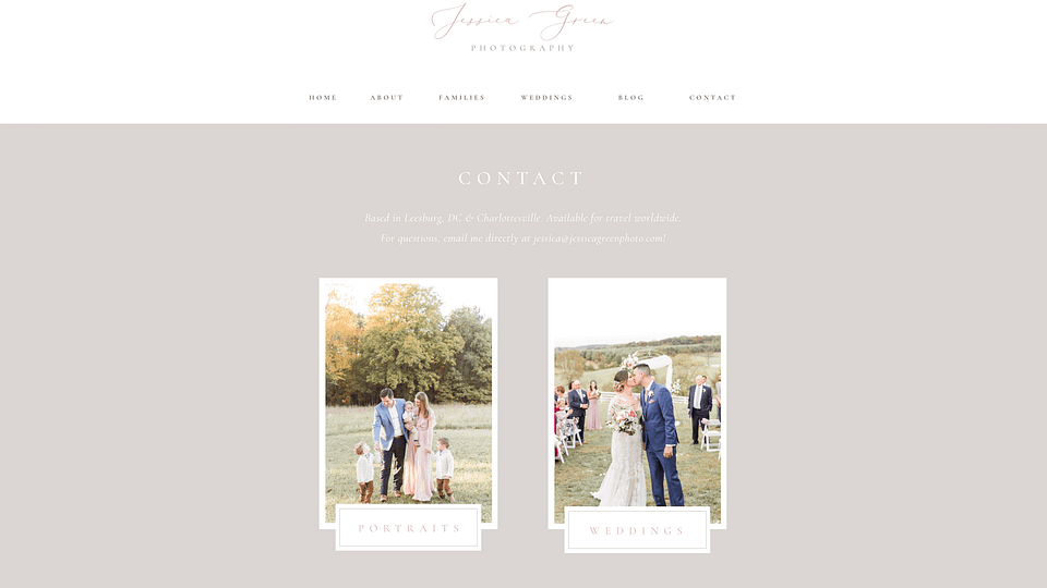 Jessica Green Photography Contact Form Pages